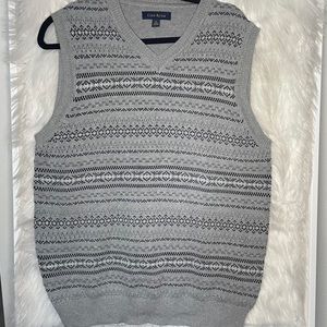Club room sweater vest with intricate "ugly" print